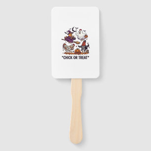 Chick Or Treat Haloween Chickens Witch Ghost Pumpk Hand Fan