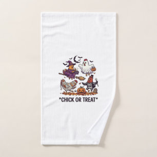 Chick Or Treat Haloween Chickens Witch Ghost Pumpk Hand Towel