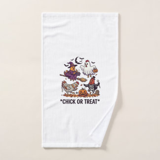 Chick Or Treat Haloween Chickens Witch Ghost Pumpk Hand Towel