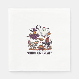 Chick Or Treat Haloween Chickens Witch Ghost Pumpk Napkins