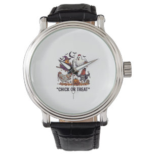 Chick Or Treat Haloween Chickens Witch Ghost Pumpk Watch