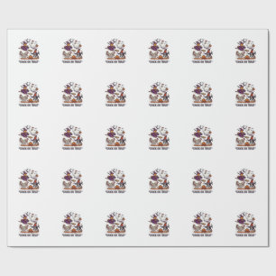 Chick Or Treat Haloween Chickens Witch Ghost Pumpk Wrapping Paper
