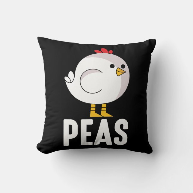Chick Peas Vegan Cute Chicken Baby Pun Throw Pillow (Front)