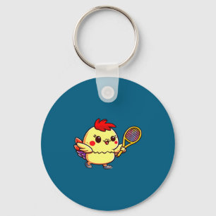 Chick Playing Tennis Tennis Easter Keychain