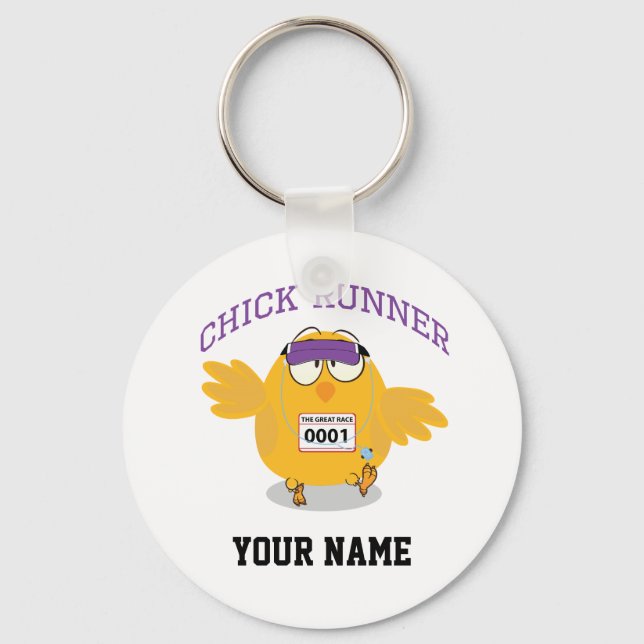 Chick Runner Personalize Keychain (Front)