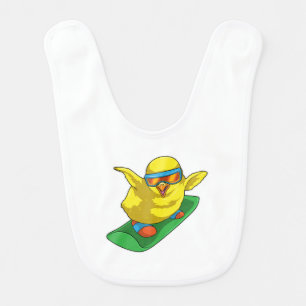 Chick Snowboarder Snowboard Baby Bib