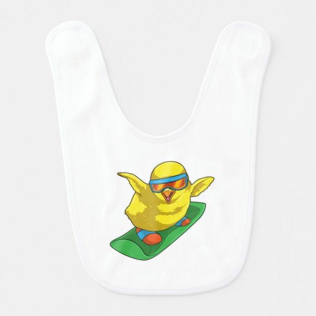 Chick Snowboarder Snowboard Baby Bib (Front)