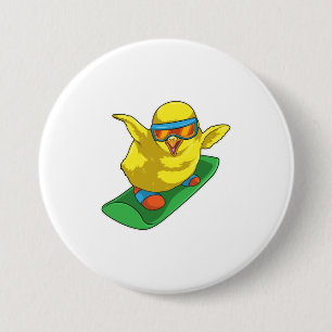Chick Snowboarder Snowboard Button