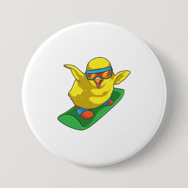 Chick Snowboarder Snowboard Button (Front)