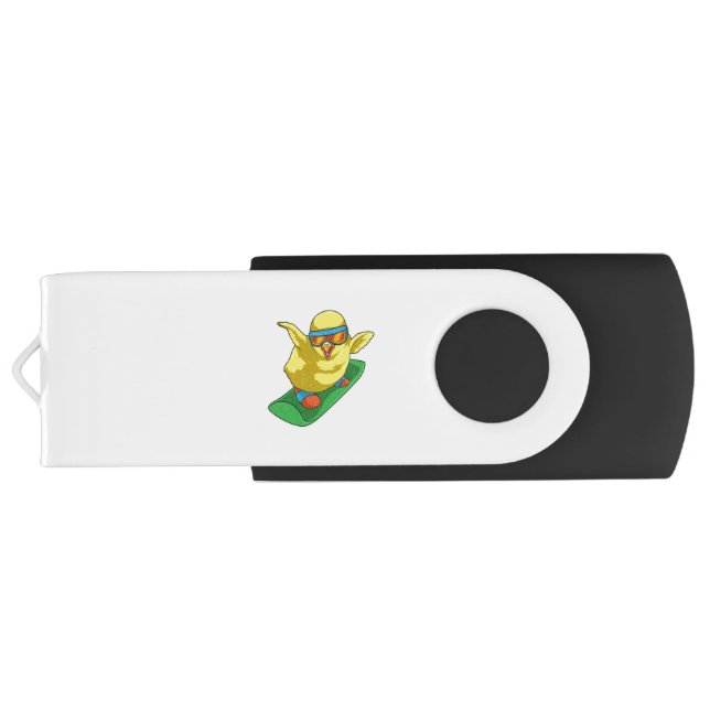Chick Snowboarder Snowboard Flash Drive (Back)