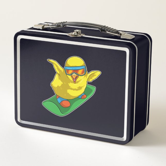 Chick Snowboarder Snowboard Metal Lunch Box (Front)