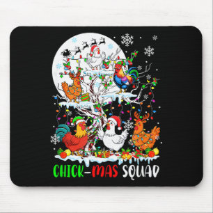 Chick Squad Xmas Group Santa Elf Chickens On Tree Mouse Pad