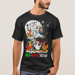 Chick Squad Xmas Group Santa Elf Chickens On Tree  T-Shirt