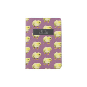 Chick Watercolor Painting with Name Passport Holder