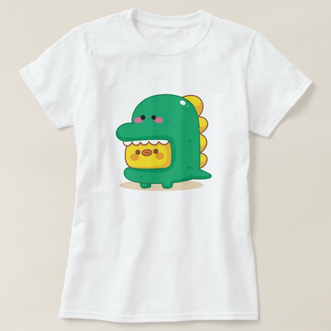 Chick Wearing Dinosaur T-Shirt Costume (Design Front)