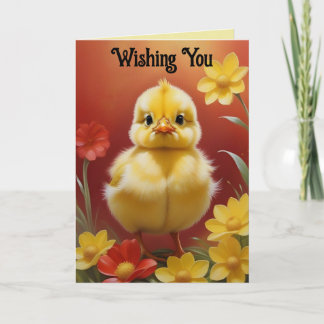 Chick With Flowers Easter Card