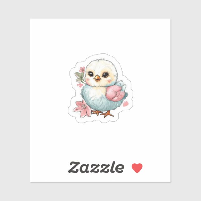 Chick with flowers sticker (Sheet)