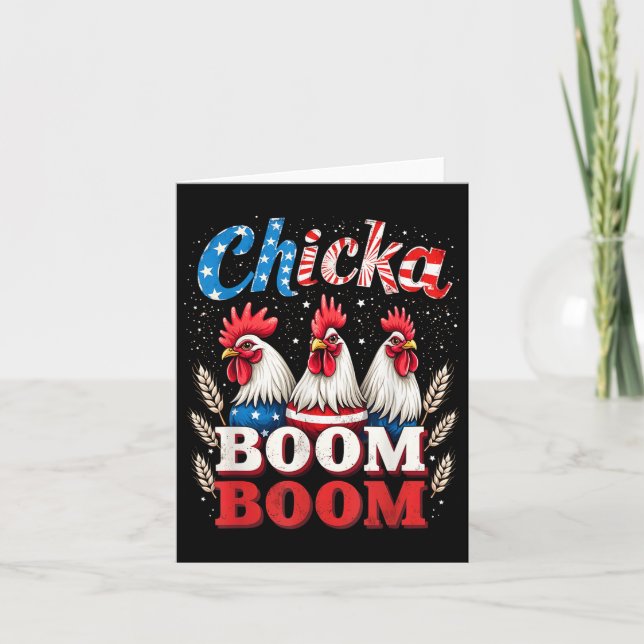 Chicka Boom Boom Funny Patriotic Chicken 4th Of Ju Card (Front)