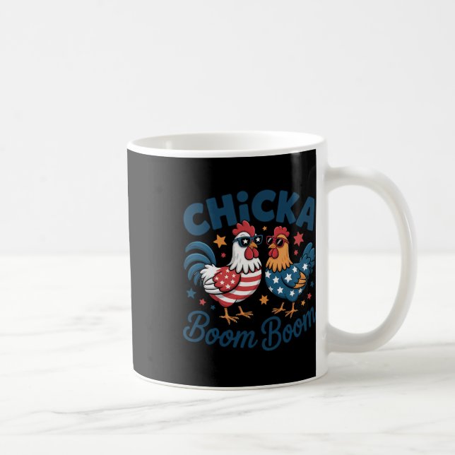 Chicka Boom Boom Patriotic Chicken Funny  Coffee Mug (Right)