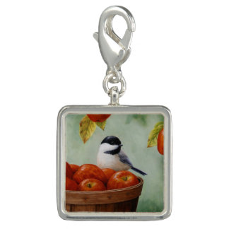 Chickadee and Apple Basket Charm