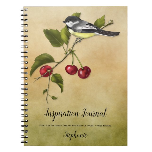 Chickadee and Cherries Inspiration Journal (Front)