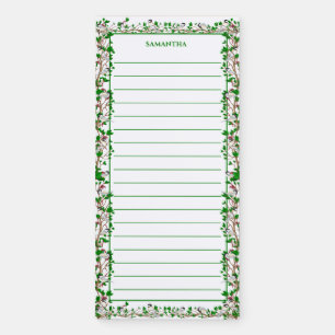 Chickadee and Greenery Monogram Magnetic Notepad