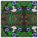 Chickadee and Violets Fabric