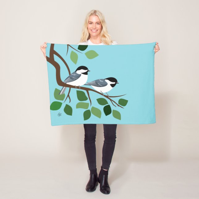 Chickadee Art Fleece Blanket (In Situ)