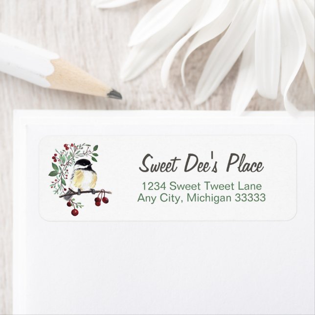 Chickadee Art Return Address  Label (Insitu)