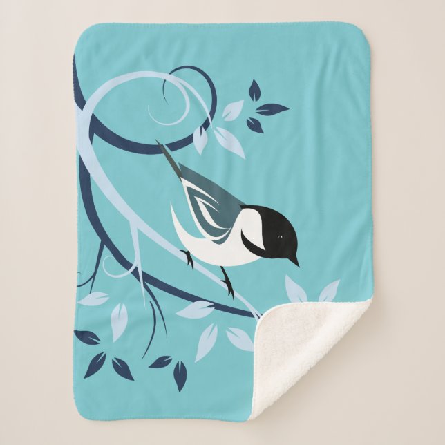 Chickadee Art Sherpa Blanket (Front)