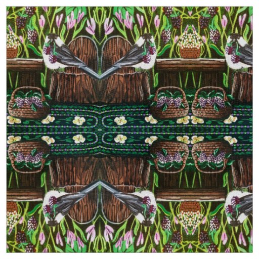 Chickadee Berry Basket Fabric