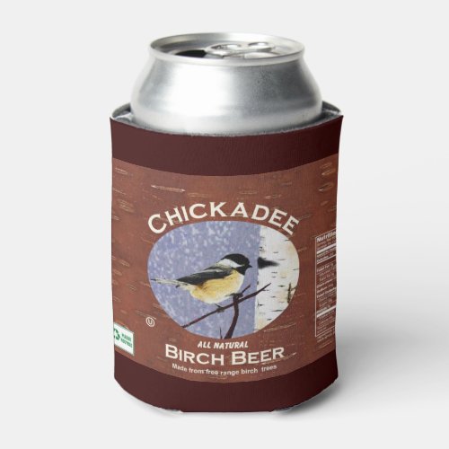 Chickadee Birch Beer Can Cooler