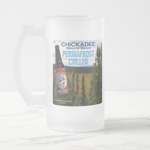 Chickadee Birch Beer Frosted Glass Beer Mug