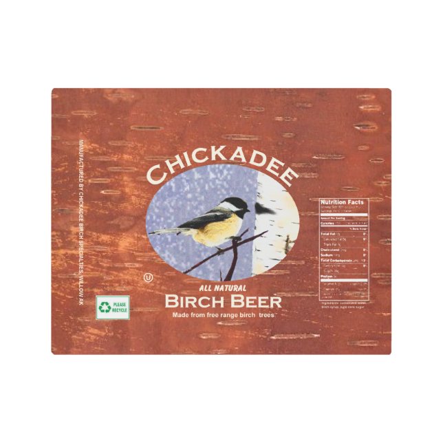 Chickadee Birch Beer Label Metal Print (Front)