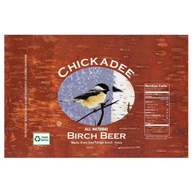 Chickadee Birch Beer Label Statuette (Front)