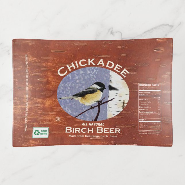 Chickadee Birch Beer Label Trinket Tray (Front)