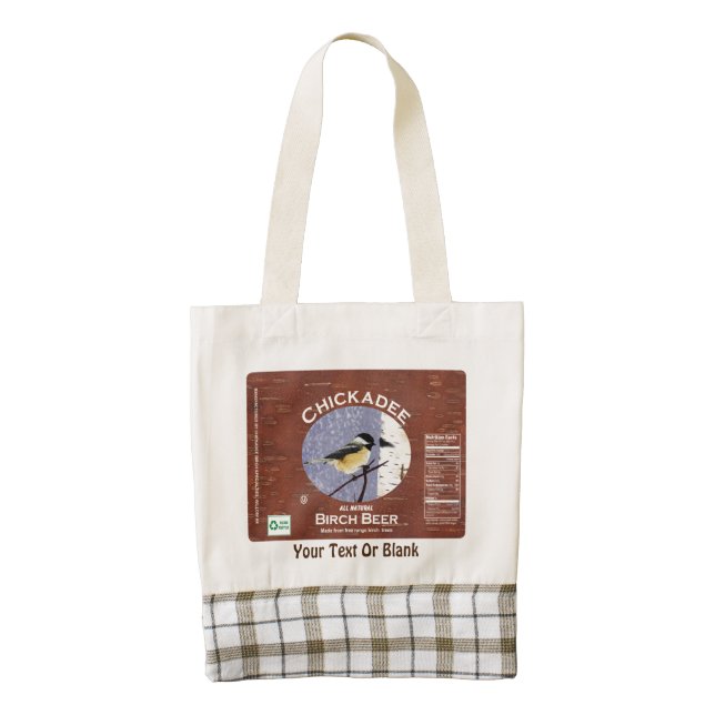Chickadee Birch Beer Label Zazzle HEART Tote Bag (Front)