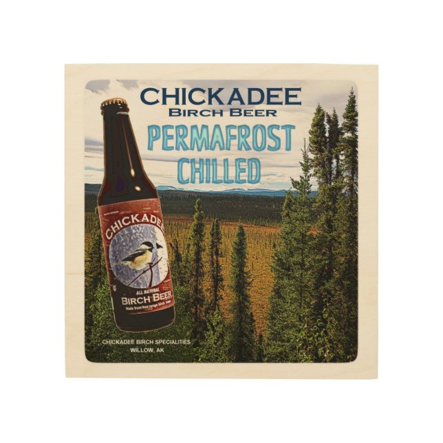 Chickadee Birch Beer Wood Wall Decor (Front)