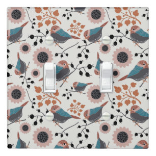Chickadee Bird And Berry Pattern Floral Design Light Switch Cover