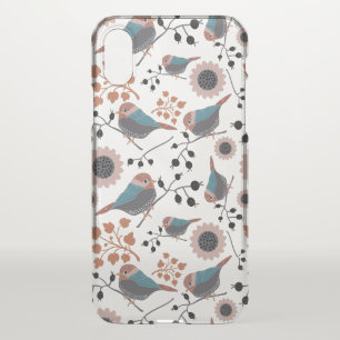 Chickadee Bird And Berry Pattern Floral Design iPhone X Case