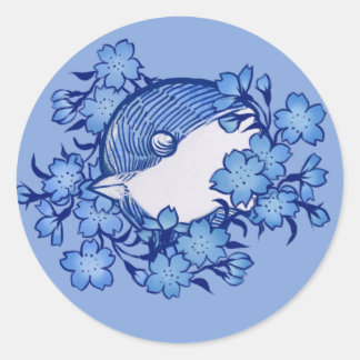 Chickadee bird artwork bird watching classic round sticker