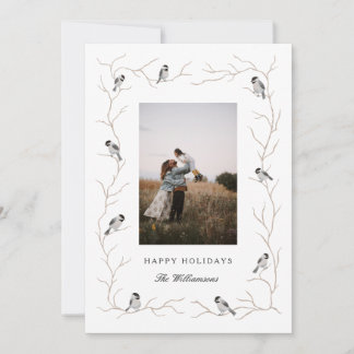 Chickadee Bird Holiday Photo Card