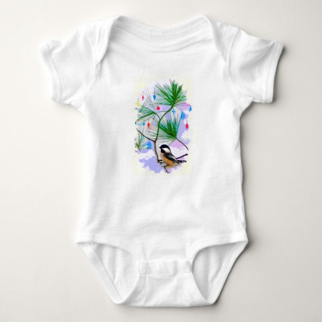 Chickadee Bird in Tree Baby Jersey Bodysuit