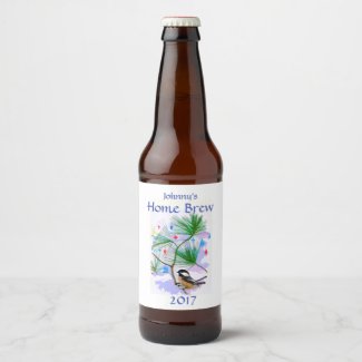 Chickadee Bird in Tree Beer Label