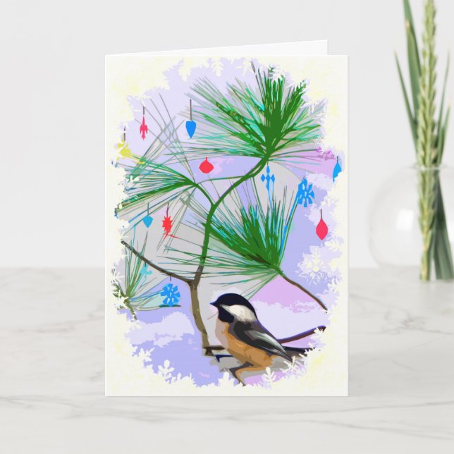 Chickadee Bird in Tree Blank Card (Front)