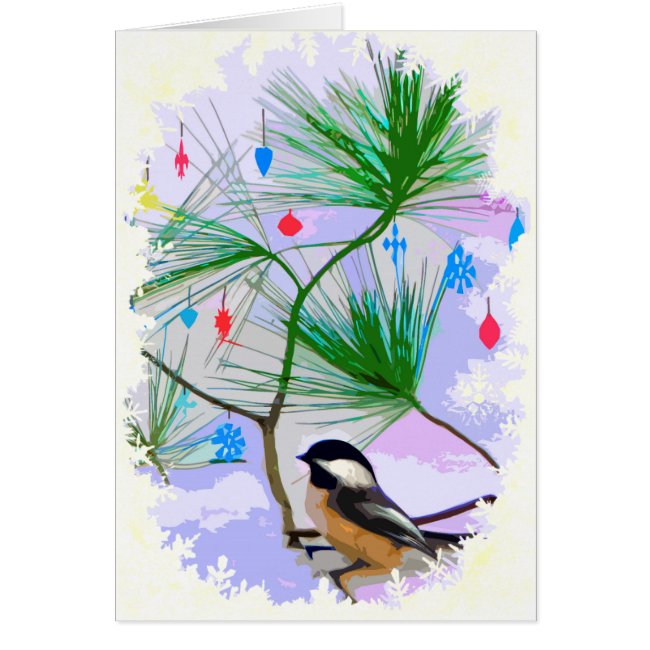 Chickadee Bird in Tree Blank Card