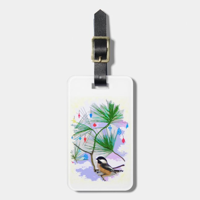 Chickadee Bird in Tree Luggage Tag (Front Vertical)