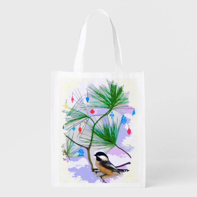 Chickadee Bird in Tree Reusable Bag