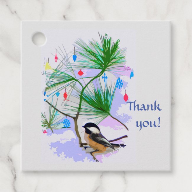 Chickadee Bird in Tree Thank You Favor Tags