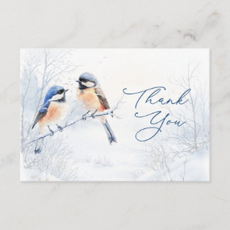Chickadee Bird in Winter Thank You Enclosure Card